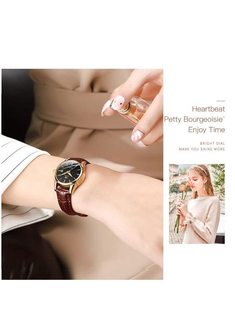 أوليفز ساعة OLEVS للسيدات أنيقة من الجلد البني كرونوغراف - Image 4