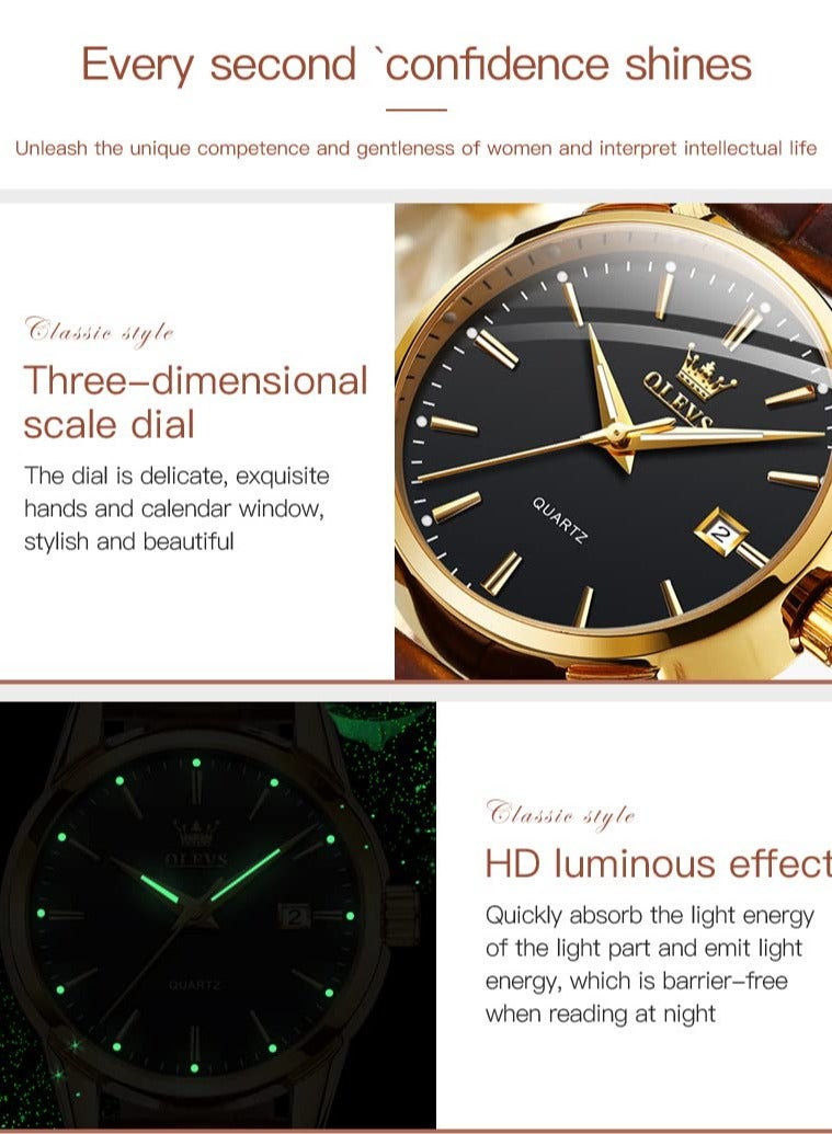 أوليفز ساعة OLEVS للسيدات أنيقة من الجلد البني كرونوغراف - Image 5