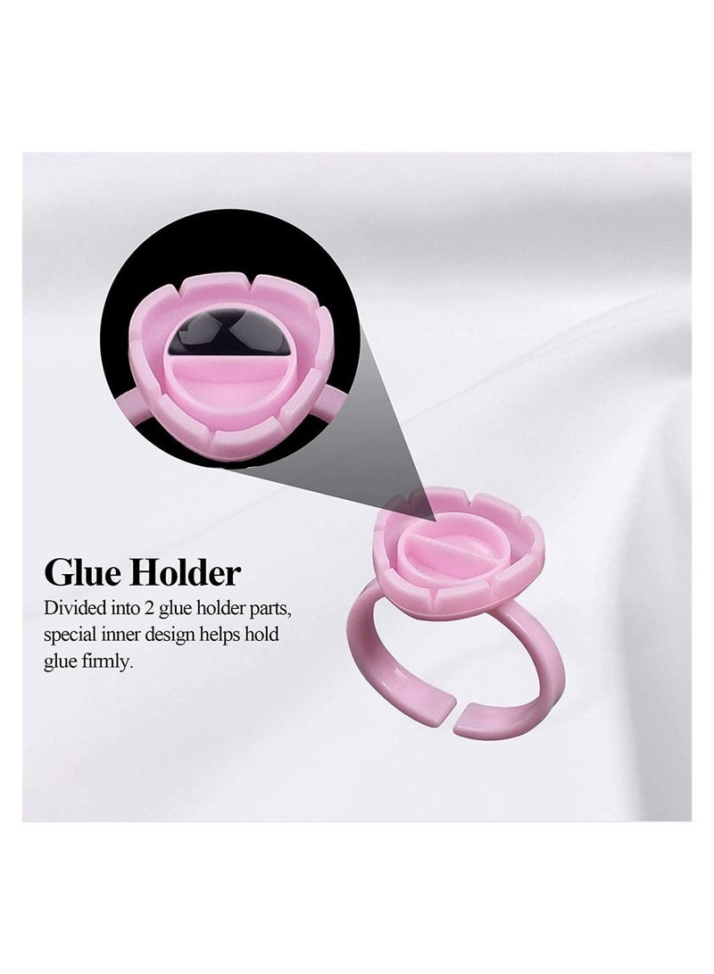 ULHYC 100PCS Lashes Glue Ring, Disposable Glue Ring, Plastic Makeup Glue Holder Rings for Eyelash Extension Supplies (Pink) - Image 3