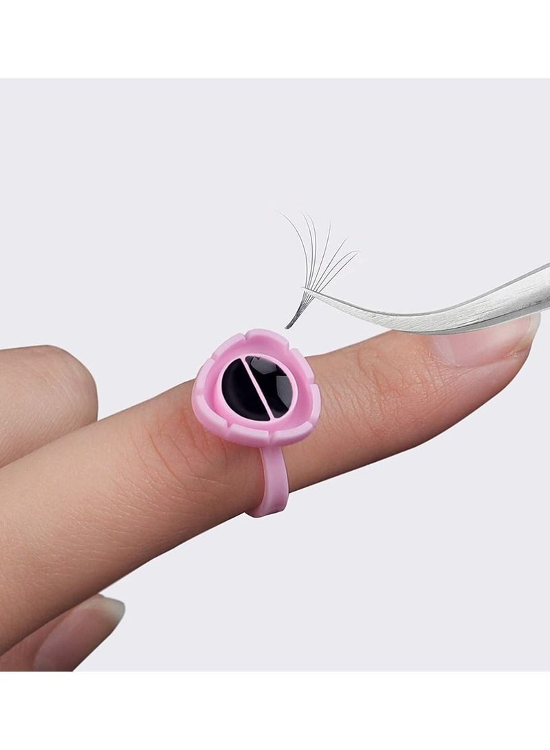 ULHYC 100PCS Lashes Glue Ring, Disposable Glue Ring, Plastic Makeup Glue Holder Rings for Eyelash Extension Supplies (Pink) - Image 2