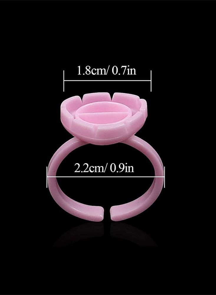 ULHYC 100PCS Lashes Glue Ring, Disposable Glue Ring, Plastic Makeup Glue Holder Rings for Eyelash Extension Supplies (Pink) - Image 4