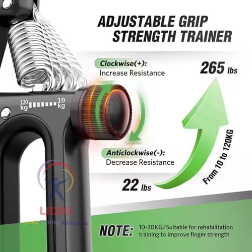 UDKI Blaze Black Hand Grip Strengthener with Smart Timer & Counter, Adjustable Resistance 10-120kg, O-Shape Non-Slip Handle, Forearm, Wrist, & Arm Exerciser for Muscle Building & Injury Recovery - Image 3