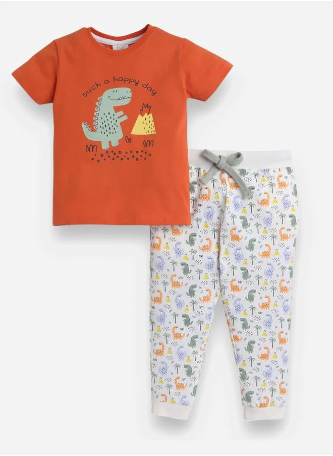 victor and jane Graphic Print T-Shirt and All-Over Printed Pyjama Set