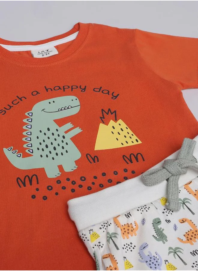 victor and jane Graphic Print T-Shirt and All-Over Printed Pyjama Set