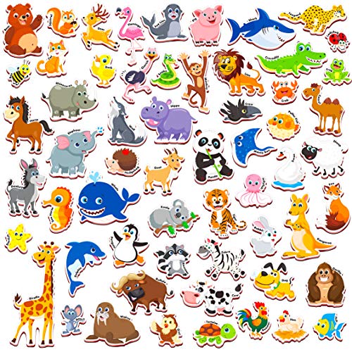 SpriteGru 60 PCS Cartoon Animals Zoo Magnets for Toddlers Kids, Perfect Preschool Learning - Image 1