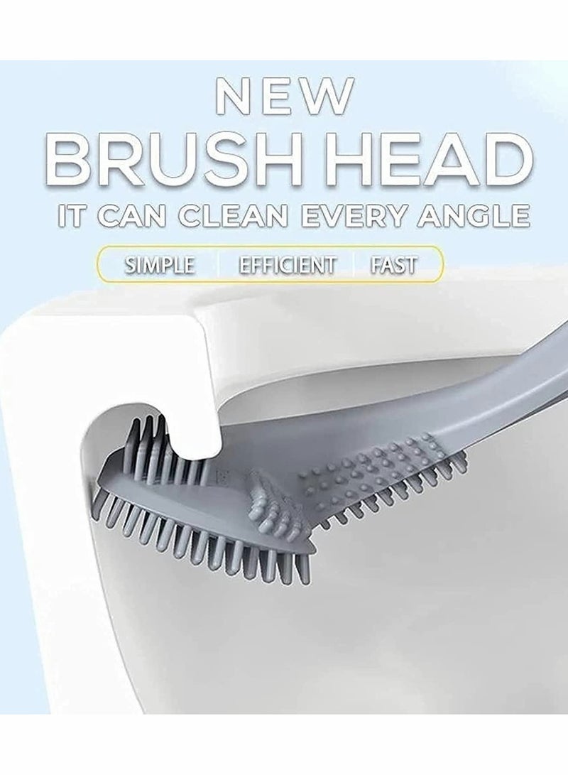 Excefore Golf Brush Head Toilet Brush, No Dead Ends Household Silicone Toilet Bowl Brush with Non-Slip Long Handle - Image 2