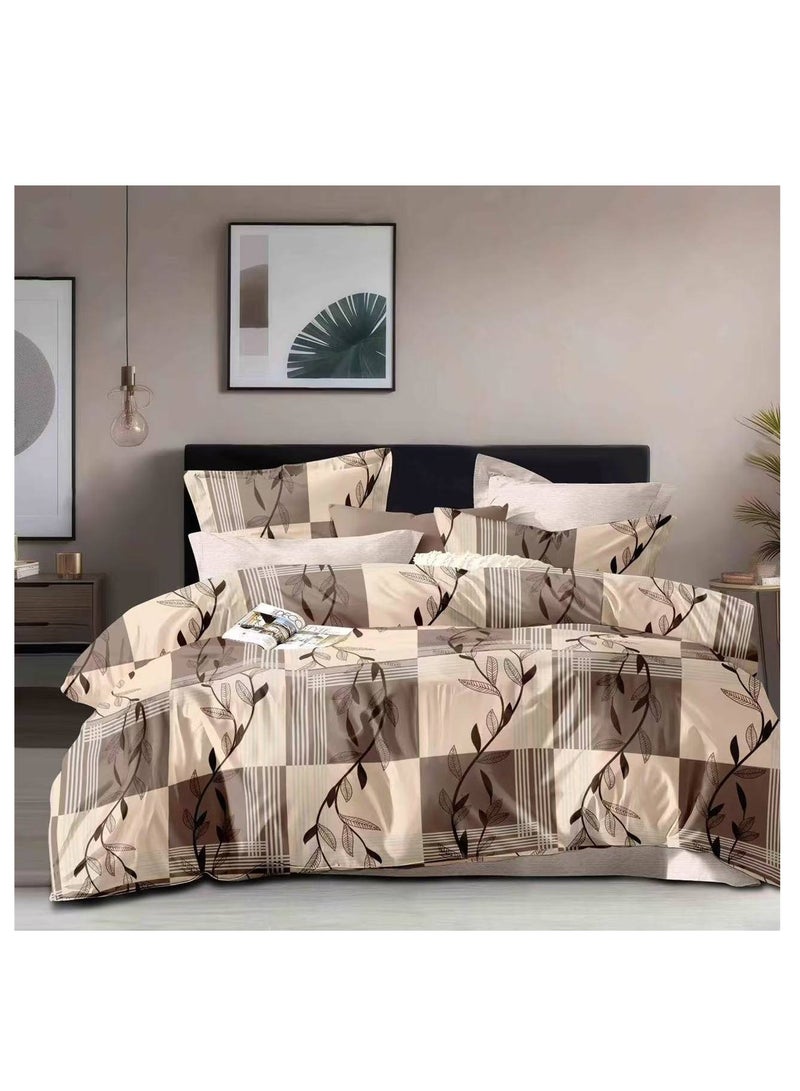 طقم سرير 6 قطع بلون فاخر طقم غطاء لحاف سرير مقاس كبير