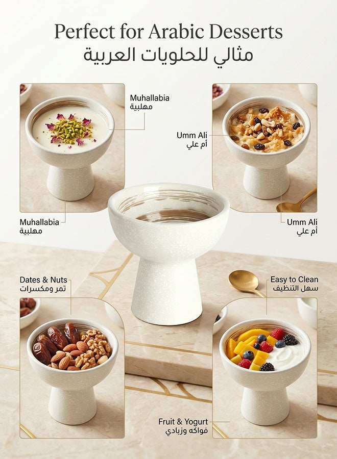 White Retro Ceramic Ice Cream Cup Plain Dessert Bowl with Pedestal Base DIY Creative Plating Serving Dish for Dessert Shop Cake Restaurant Home Tableware - Image 3
