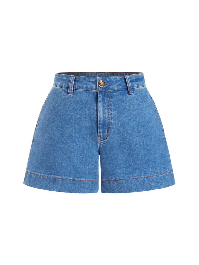 CIDER Jean Shorts for Women Denim Shorts with Pockets Mid Rise Stretchy Casual Jorts Trendy Summer Outfits Y2K - Image 1