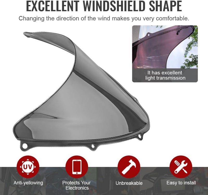 GZYF Smoke Tinted Windscreen Windshield Set for Suzuki GSXR 600 750 (2006-2007) - Image 4