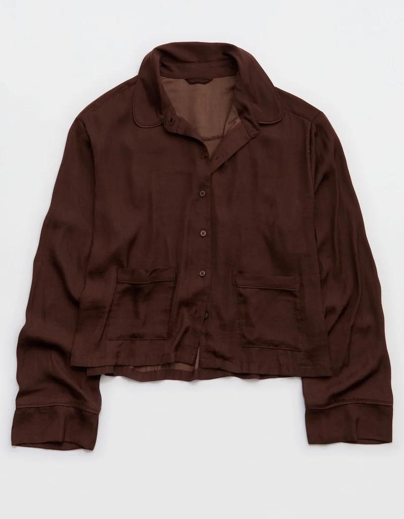 Aerie  Aerie Satin Long Sleeve Top for Women | Best Price UAE