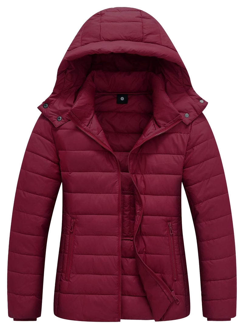 TDYPCI Women's Winter Coat Lightweight Waterproof Puffer Jacket - Quilted Short Down Coat for Women, Ultra Warm Winter Jacket with Hood - Image 1