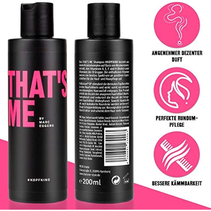 THAT'S ME BY MARC EGGERS KOPFKINO VOLUME SHAMPOO (100 ML) FOR MORE VOLUME, ANTI-HAIR LOSS SHAMPOO PREVENTS HAIR LOSS, WITH BIOTIN + VITAMIN A, E, F FOR WOMEN AND MEN - Image 2