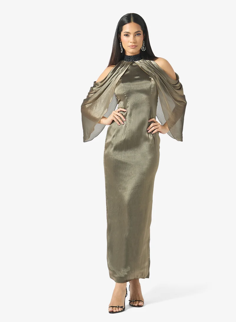 Namshi X Gown With Statement Shoulder Drape