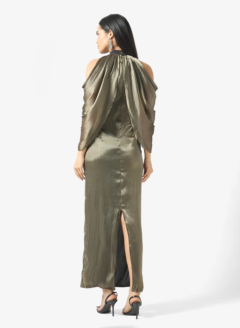 Namshi X Gown With Statement Shoulder Drape