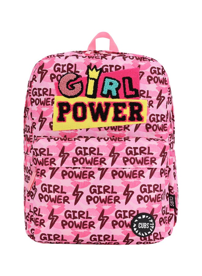 CUBS Girl Power Print Waterproof Kids 28L Backpack With Zip Closure Ideal For 6-12 Years Girls Compatible With 15 Inch Laptop - Image 1