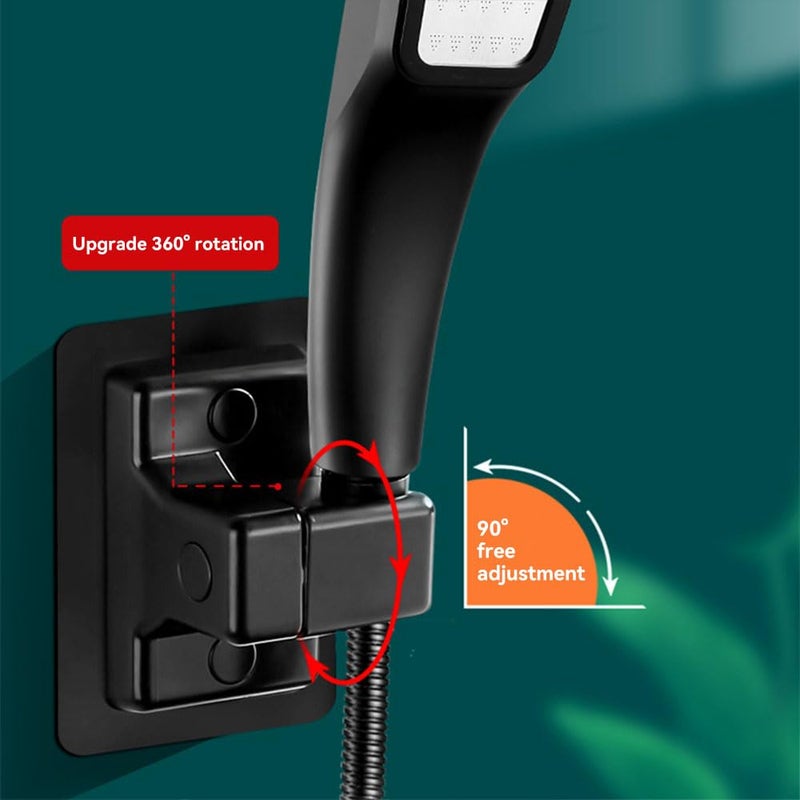 Bukela 2 Pcs Shower Head Holders,Adjustable Strong Paste Shower Holder Bracket,360° Universal Wall Mount Shower Head Holder Replacement Removable Suction Cup Shower Holder for Bathroom (Black) - Image 4