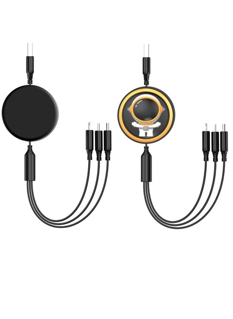100W 5A USB & Type-C input ProOne PCC128R 3in1 Retractable Fast Charging Cable, Type-C, Lightning, Micro output Compatible with iPhone, Samsung, Huawei, Vivo .Ect