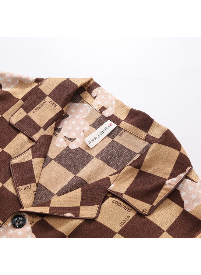 Fenton stylish Notched Collar Plaid Loungewear Set Men's Pajamas - Image 4