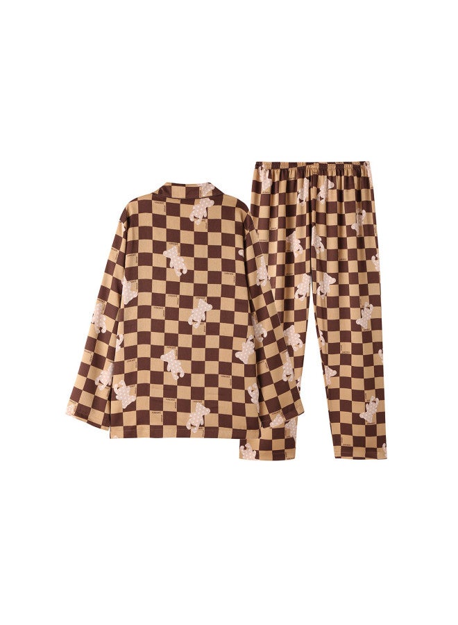 Fenton stylish Notched Collar Plaid Loungewear Set Men's Pajamas - Image 3