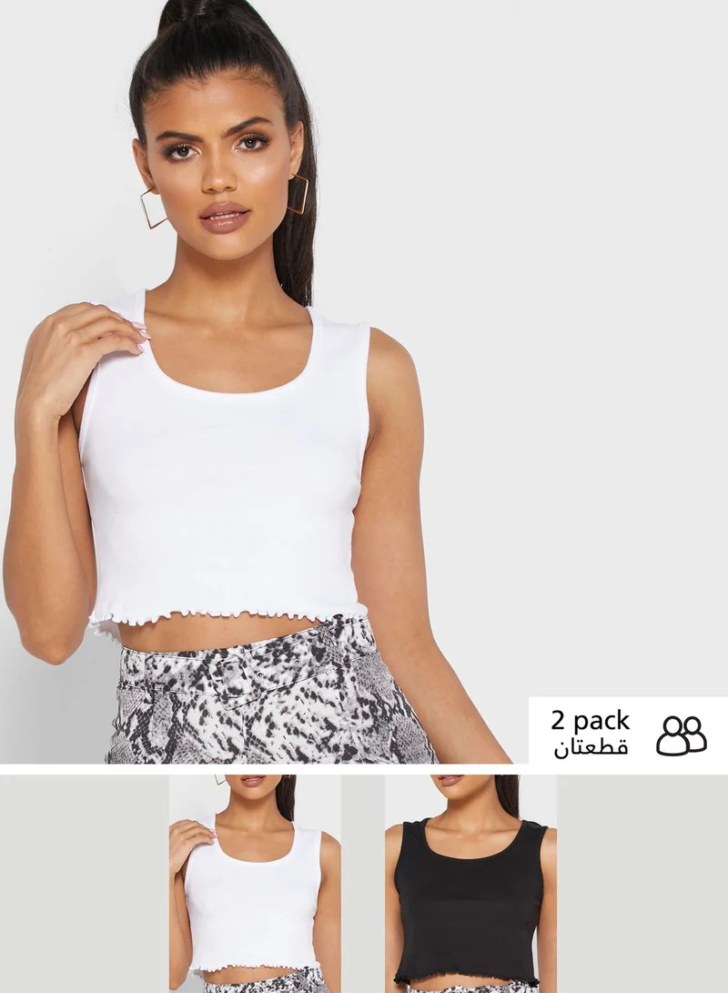 Missguided 2 Pack Lettuce Hem Crop Top
