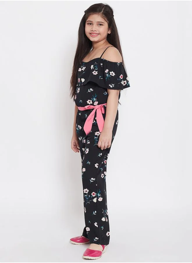 Stylo Bug Cold Shoulder Sleeve Floral Jumpsuit by Styli