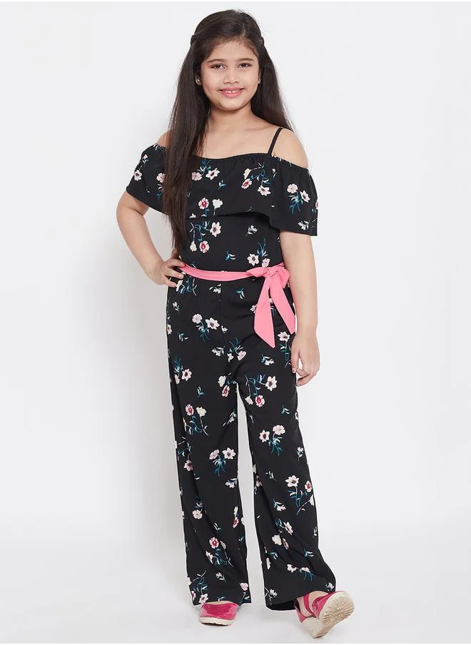 Stylo Bug Cold Shoulder Sleeve Floral Jumpsuit by Styli