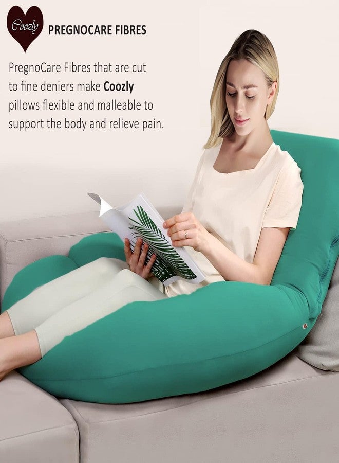 COOZLY وسادة حمل كوزلي على شكل حرف G للبطن والظهر | وسادة حمل على شكل حرف G بأغطية قابلة للإزالة مصنوعة من القطن بنسبة 100% | وسادة نوم للحوامل على شكل حرف G (أزرق سماوي وأخضر) - Image 5