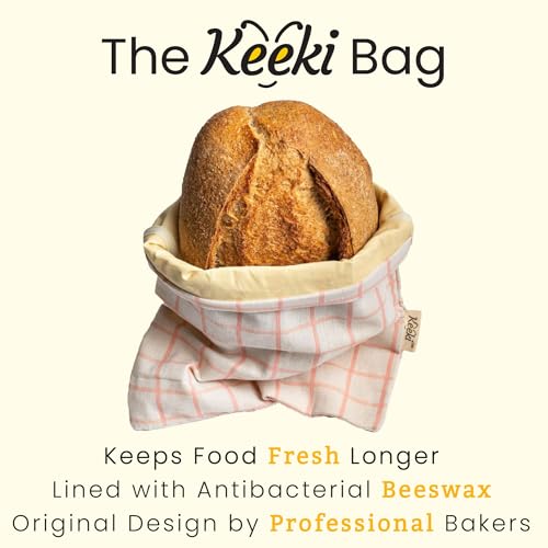 Keeki Bag The Original Beeswax Lined Bread Bag for Homemade Sourdough Reusable Linen Bread Storage Beeswax Wrap Alternative PlasticFree Storage wWide Drawstring Closure Yellow - Image 3