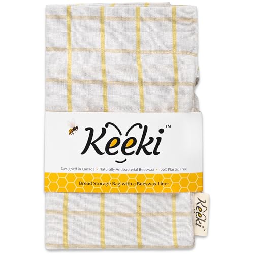 Keeki Bag The Original Beeswax Lined Bread Bag for Homemade Sourdough Reusable Linen Bread Storage Beeswax Wrap Alternative PlasticFree Storage wWide Drawstring Closure Yellow - Image 1