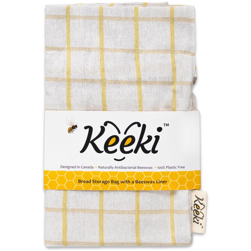 Keeki Bag The Original Beeswax Lined Bread Bag for Homemade Sourdough Reusable Linen Bread Storage Beeswax Wrap Alternative PlasticFree Storage wWide Drawstring Closure Yellow - Image 2