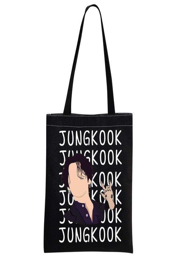 MEIKIUP J-K Canvas Tote Bag Korean Group Tote Bag J-K Fans Gift Music Team Members Shoulder Bag (J-K TB) - Image 1