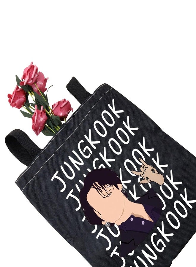 MEIKIUP J-K Canvas Tote Bag Korean Group Tote Bag J-K Fans Gift Music Team Members Shoulder Bag (J-K TB) - Image 2