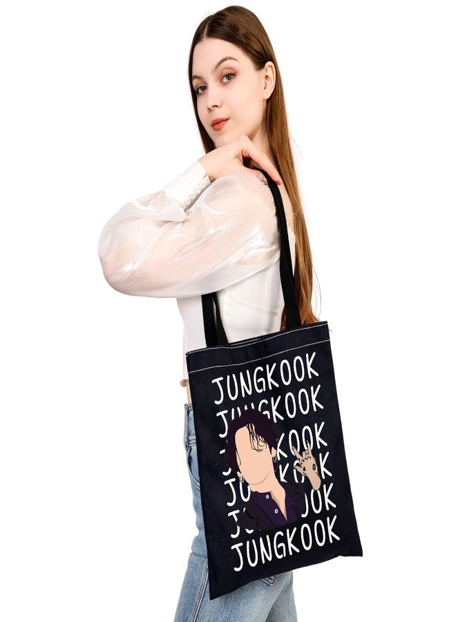 MEIKIUP J-K Canvas Tote Bag Korean Group Tote Bag J-K Fans Gift Music Team Members Shoulder Bag (J-K TB) - Image 5