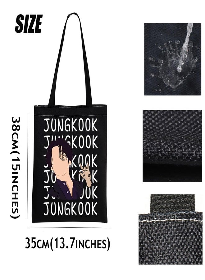 MEIKIUP J-K Canvas Tote Bag Korean Group Tote Bag J-K Fans Gift Music Team Members Shoulder Bag (J-K TB) - Image 3