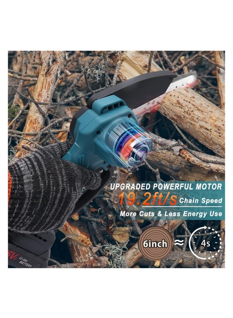 ASIV 6-Inch Electric Chainsaw - Portable Cordless Chainsaw with 2000mAh Battery, Includes 2 High-Capacity Batteries and 2 Chains, Ideal for Wood Cutting, Branch Pruning, and Gardening  - Image 2