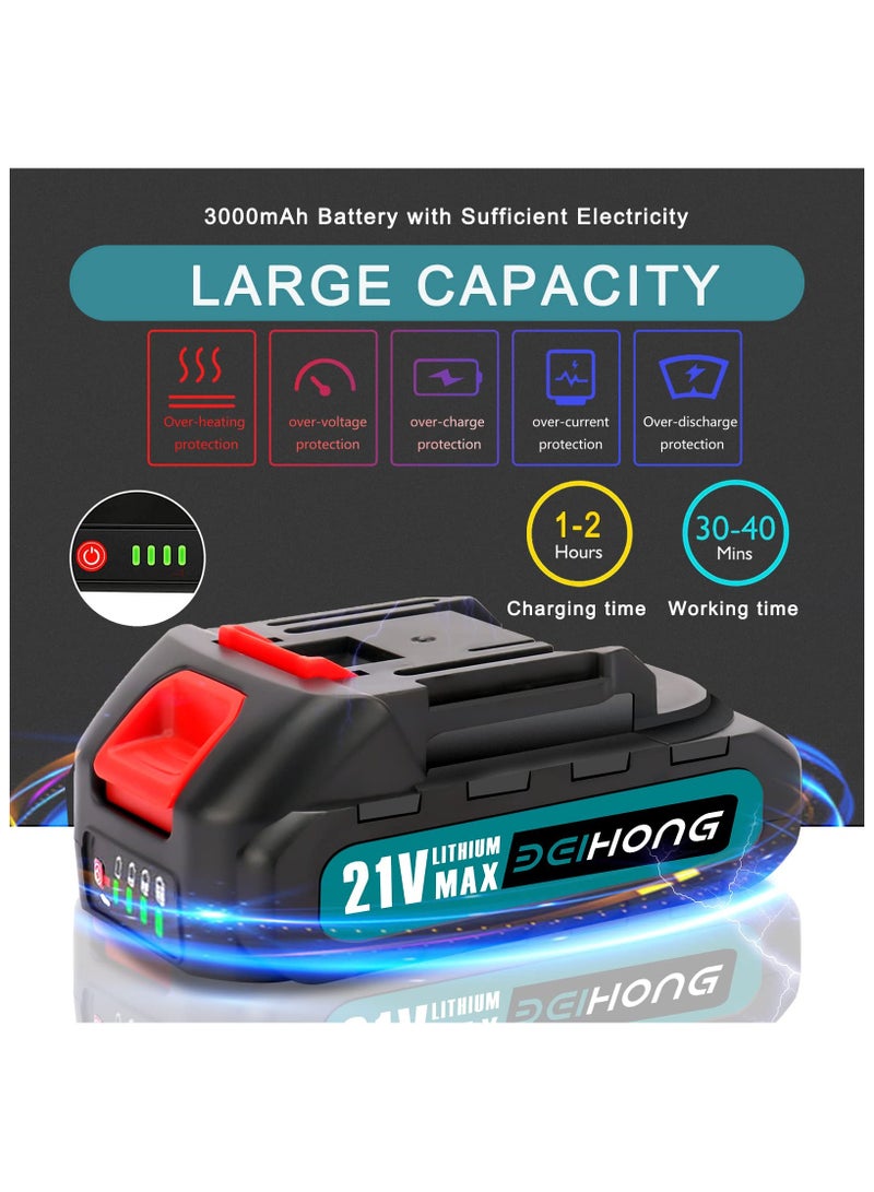 ASIV 6-Inch Electric Chainsaw - Portable Cordless Chainsaw with 2000mAh Battery, Includes 2 High-Capacity Batteries and 2 Chains, Ideal for Wood Cutting, Branch Pruning, and Gardening  - Image 5