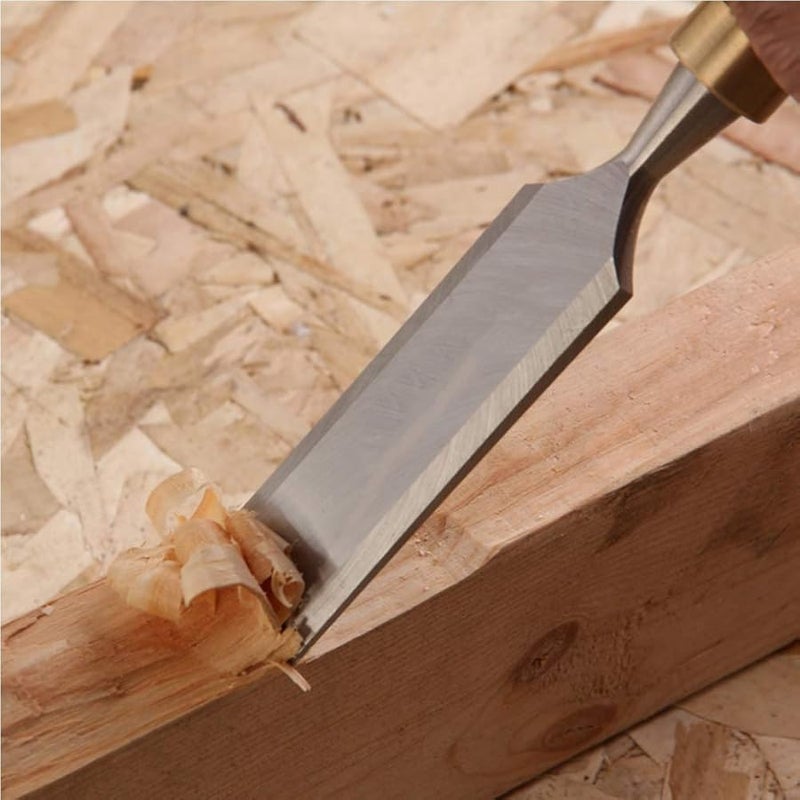 Premium Wood Chisel Set 2PCS Wooden Handle Chrome Manganese Blades Hammer End - Image 3