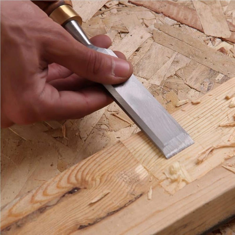 Premium Wood Chisel Set 2PCS Wooden Handle Chrome Manganese Blades Hammer End - Image 4