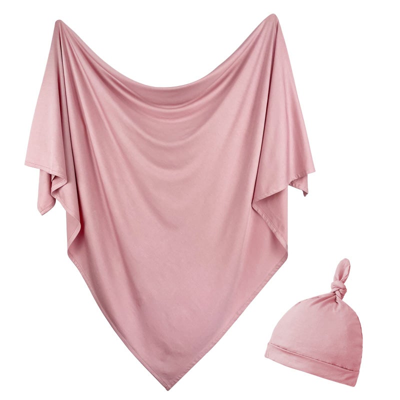 OWLOWLA Newborn Swaddle Set Stretch Wrap Swaddle Receiving Blanket for Baby Boy GirlBlushrm