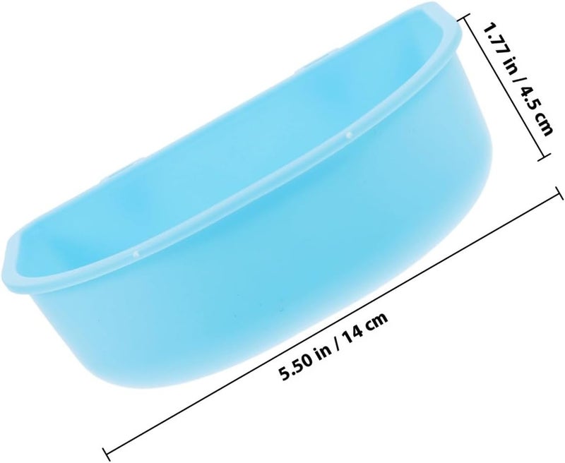 Hanging Pet Bowl Plastic Small Cat and Dog Feeder Sturdy Blue Food Dish for Crate and Travel Use - Image 2