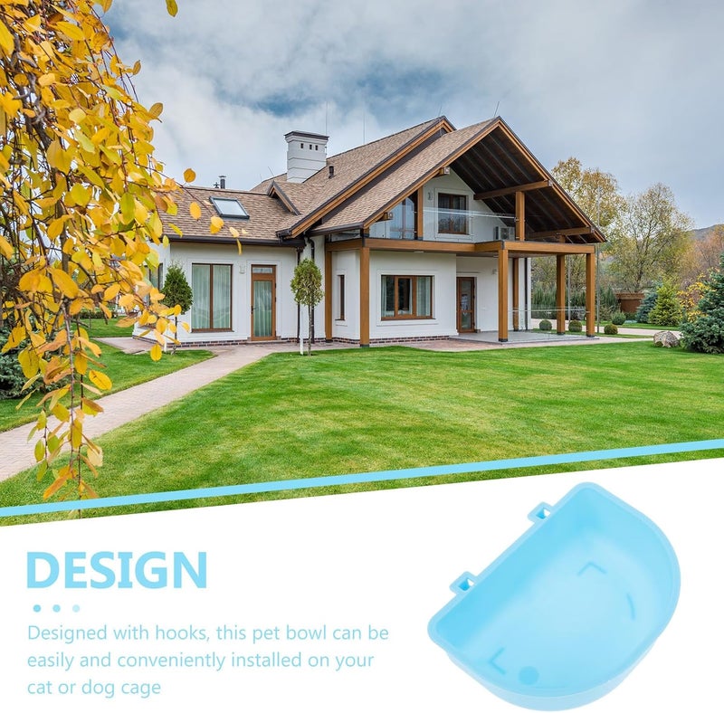 Hanging Pet Bowl Plastic Small Cat and Dog Feeder Sturdy Blue Food Dish for Crate and Travel Use - Image 5