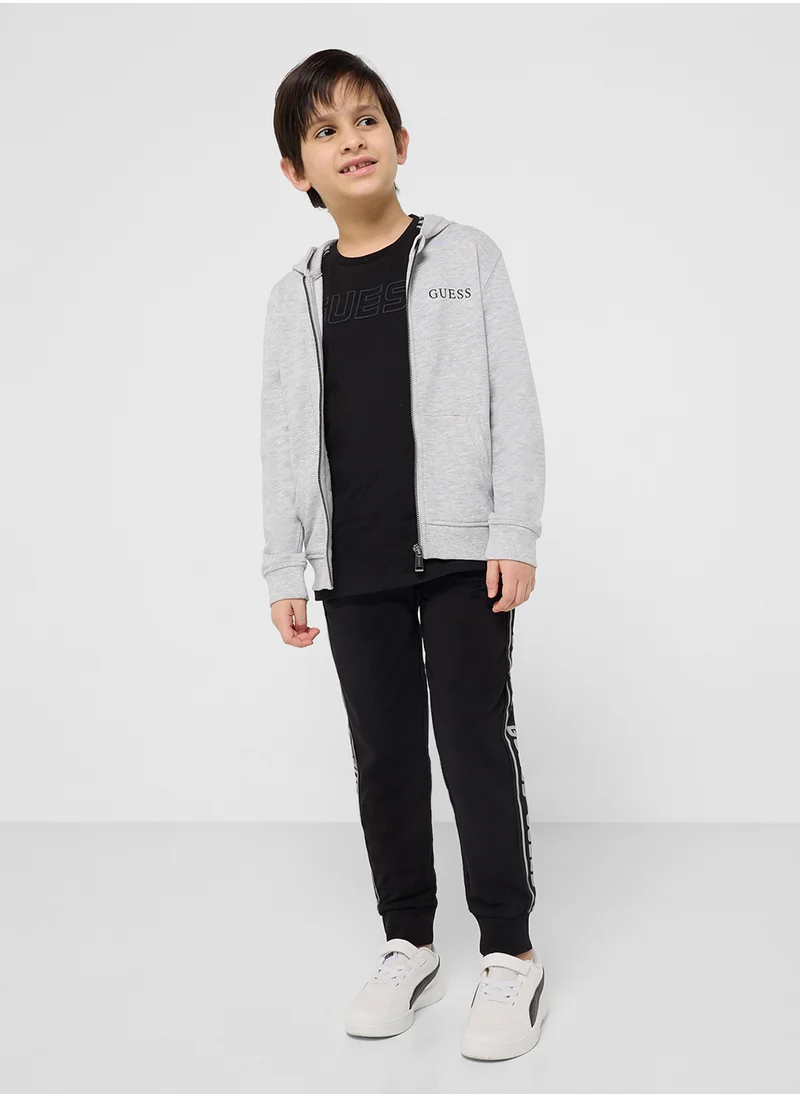 جس Kids Detail Logo Zip Through Hoodie