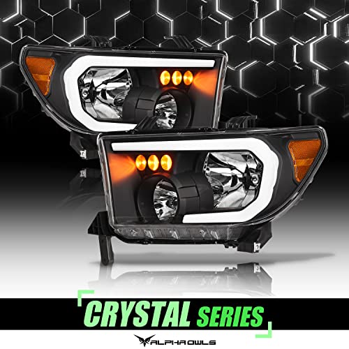 Alpha Owls 8712214 Crystal Headlights With White LED Light Bar - Black Amber Fits 2007-2013 Toyota Tundra / 2008-2017 Toyota Sequoia - Image 2