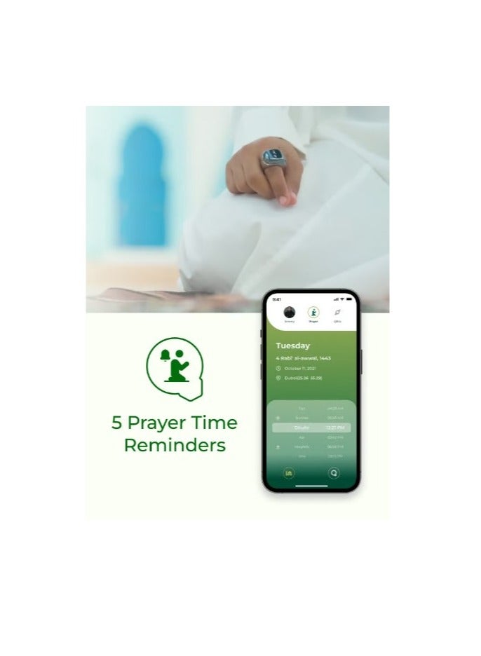 iQIBLA UMEOX iQIBLA Smart Zikr Ring Lite Black 22 MM - Image 3