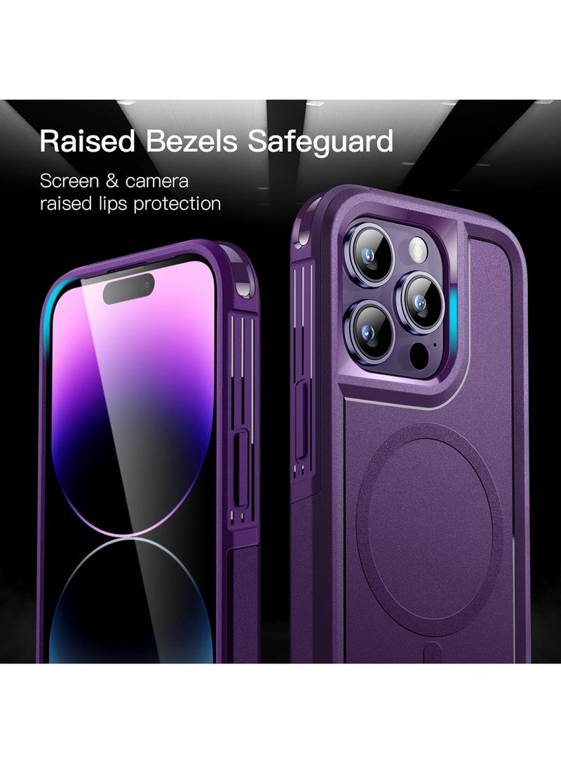 جي تيك iPhone 14 Pro Max 6.7 بوصة متوافق مع MagSafe عالي التحمل بطبقة مزدوجة حماية قوية ضد الصدمات وغطاء مغناطيسي متين للهاتف أرجواني عميق - Image 5