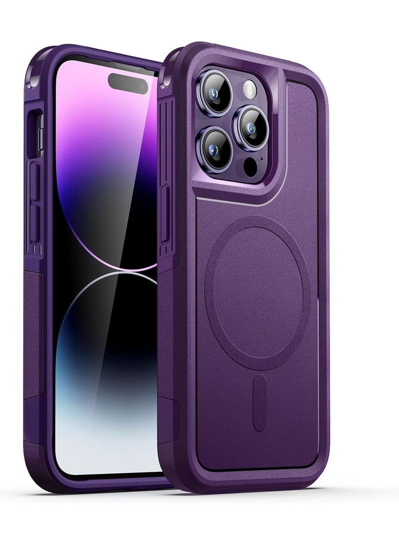 جي تيك iPhone 14 Pro Max 6.7 بوصة متوافق مع MagSafe عالي التحمل بطبقة مزدوجة حماية قوية ضد الصدمات وغطاء مغناطيسي متين للهاتف أرجواني عميق - Image 1
