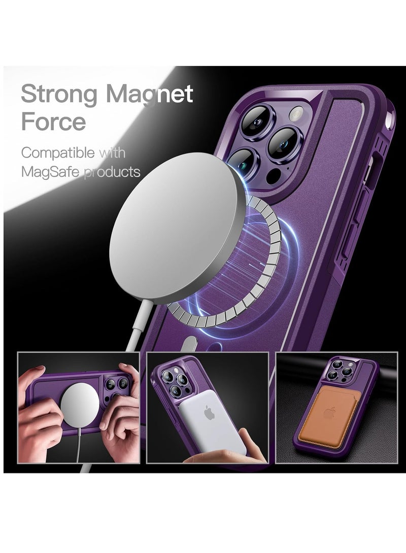 جي تيك iPhone 14 Pro Max 6.7 بوصة متوافق مع MagSafe عالي التحمل بطبقة مزدوجة حماية قوية ضد الصدمات وغطاء مغناطيسي متين للهاتف أرجواني عميق - Image 4