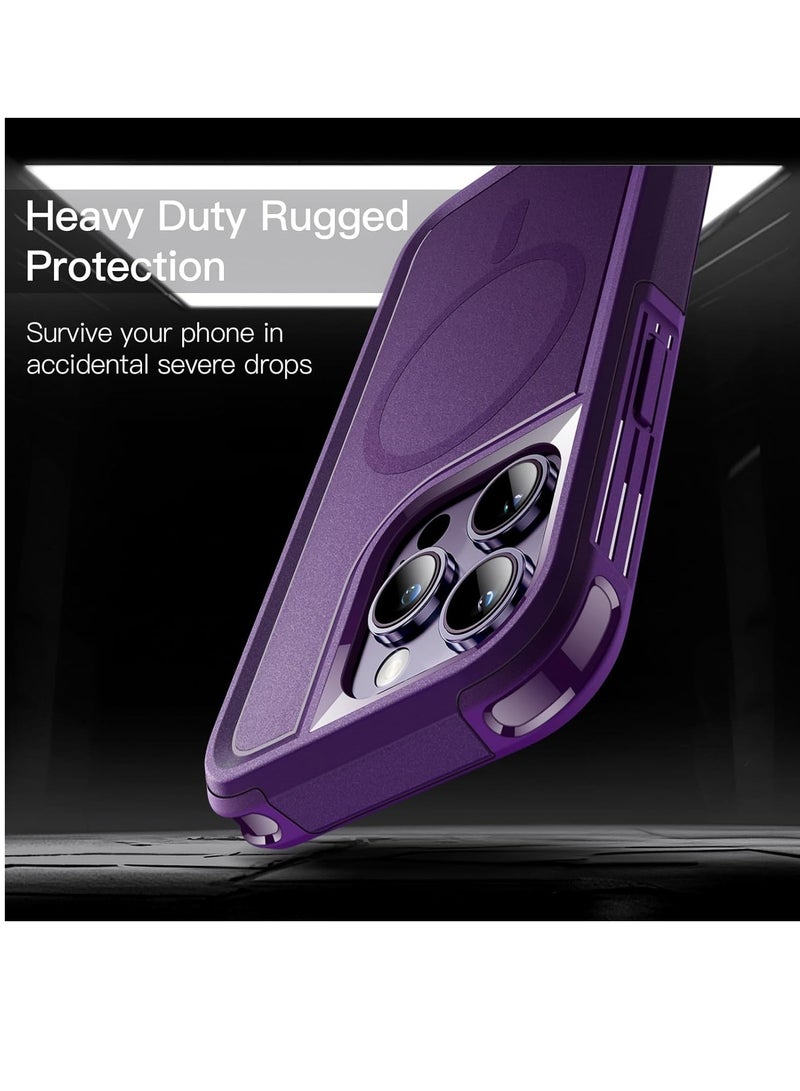 جي تيك iPhone 14 Pro Max 6.7 بوصة متوافق مع MagSafe عالي التحمل بطبقة مزدوجة حماية قوية ضد الصدمات وغطاء مغناطيسي متين للهاتف أرجواني عميق - Image 3