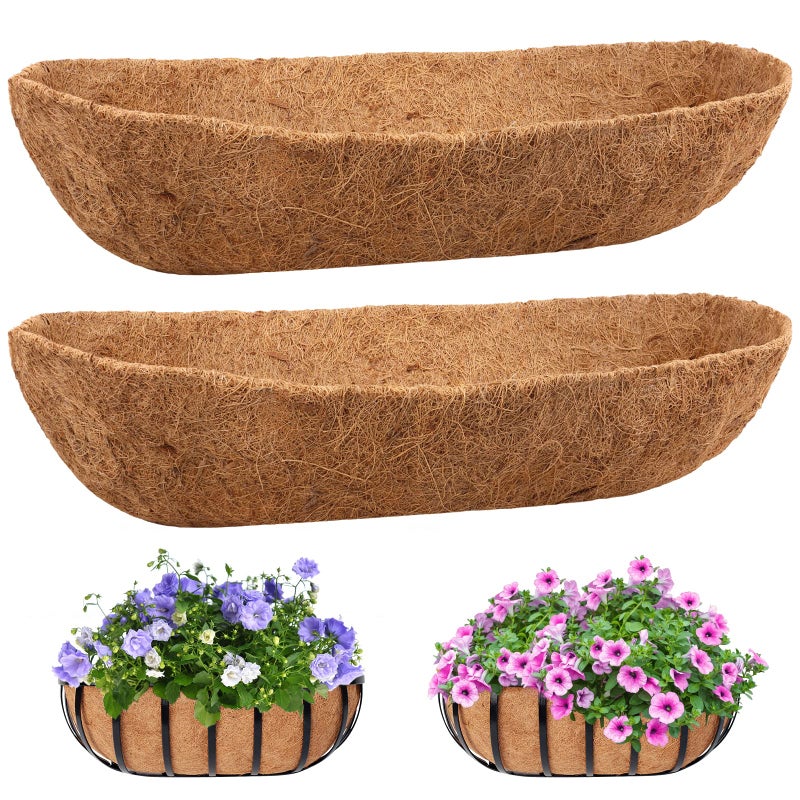 Legigo 2 Pack Trough Coco Liner for Planters- 48 Inch Window Box Liners Coconut Coir Basket Liners, Planter Box Coconut Liner for Window Flower Box Pots, Fence Trough Planter, Wall Planter Basket - Image 1
